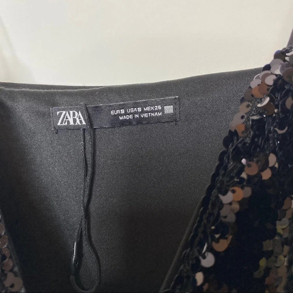 Zara Sequin Black Mini Dress NWOT - Picture 5 of 9